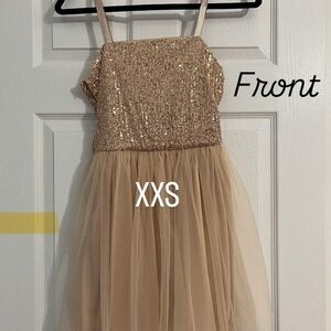 Gold Sequin Spaghetti Strap Prom Dress